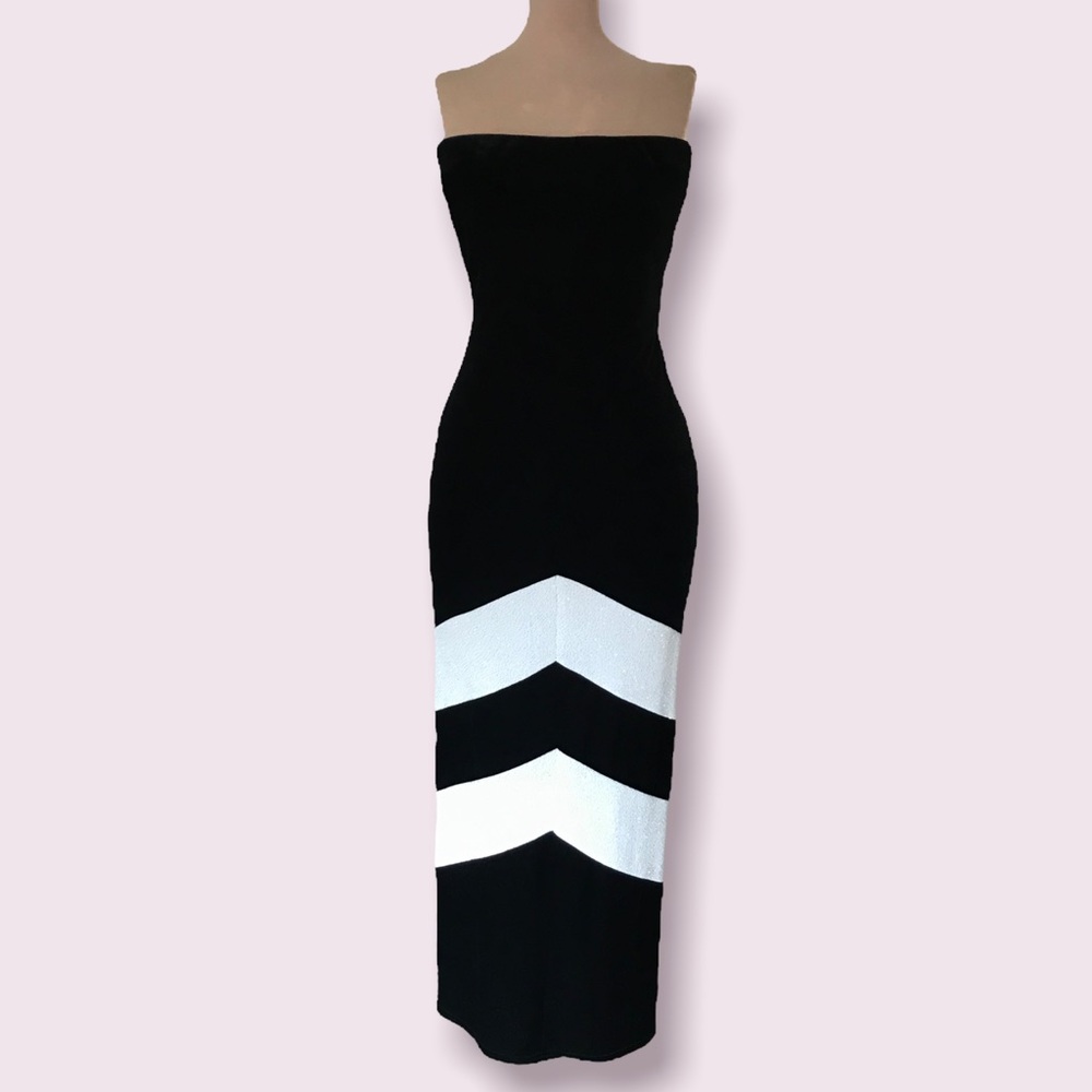 Vintage Black Velvet Strapless Tube Dress from Jessica McClintock for Gunne Sax